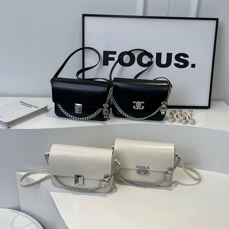 Women's Pu Leather Solid Color Basic Classic Style Flip Cover Shoulder Bag Crossbody Bag