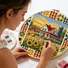 Stamped Cross Cross cross stitch kit for Adults Farm with Sunflowers 11CT 45x45cm tapestrymarket
