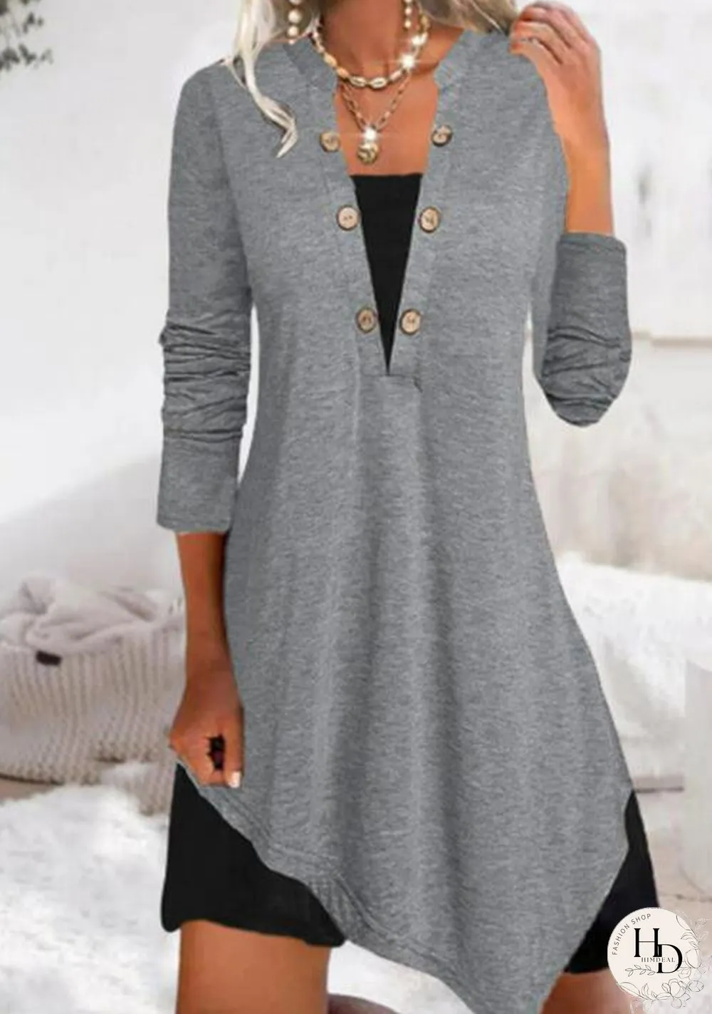 Loose Jersey Plain Dresses