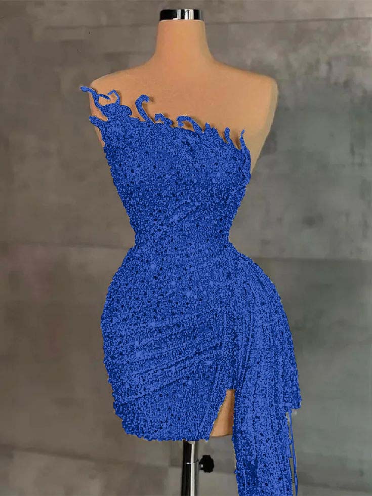 Lussooy Amazing Sequins Silver Sleeveless Strapless Short Homecoming Dress with Beadings 