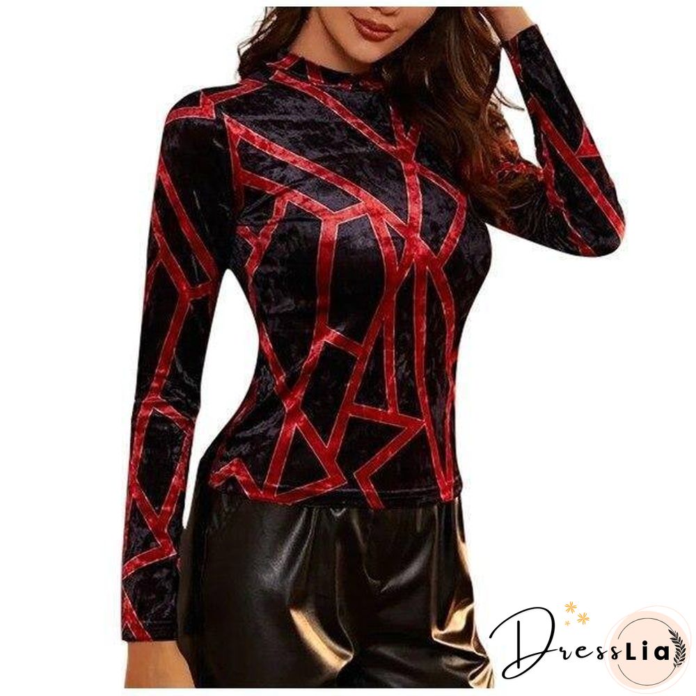 Vintage T-Shirts Women Clothing Women's Fashion Long Sleeve Tops Stamped Stretch Comfortable Bottom Tops Camisas De Mujer