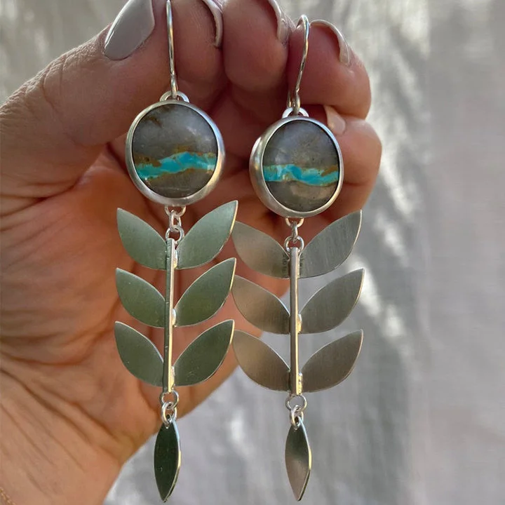 Vintage Plant Leaf Tassel Earrings