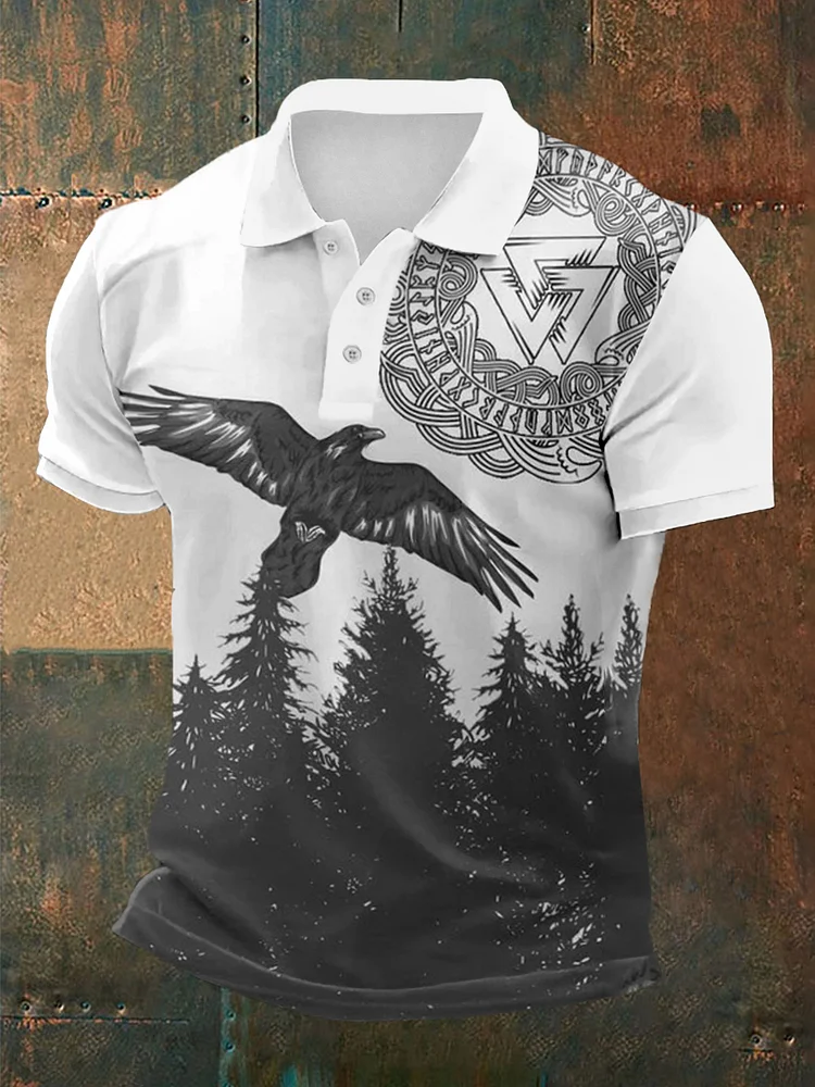Herren Viking Print Kurzarm Hemd