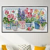 [Brand]Potted Flowers - 14CT Stamped Cross Stitch - 47*28cm - Flower Natural