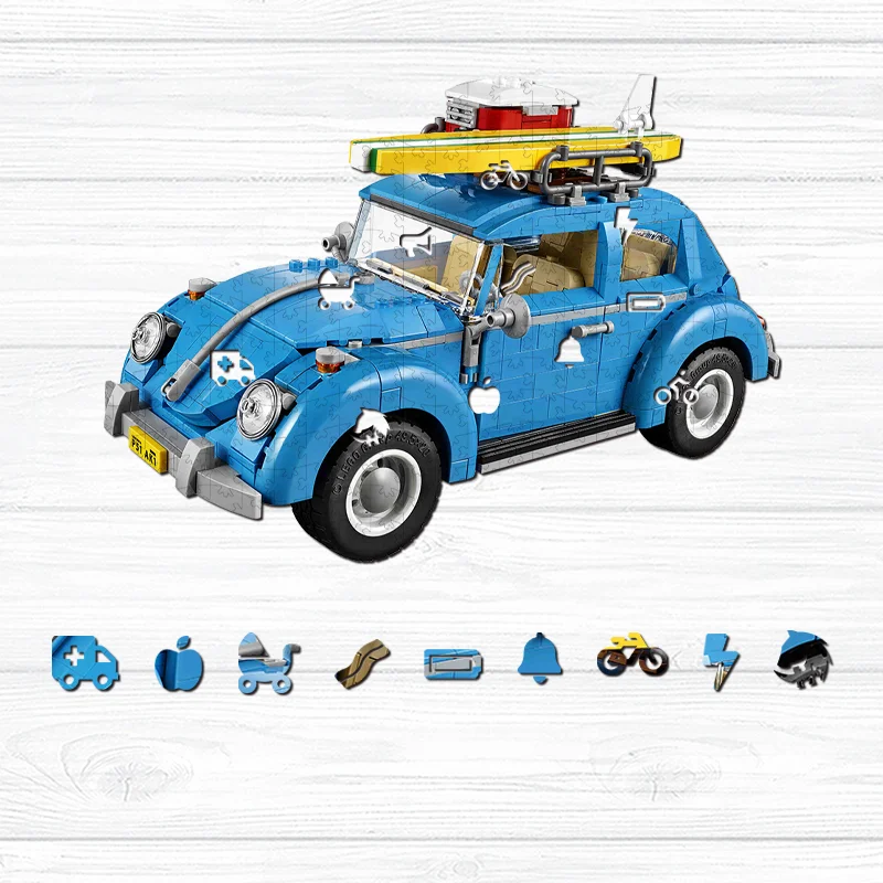 Jeffpuzzle™-JEFFPUZZLE™ Volkswagen Beetle Wooden Puzzle