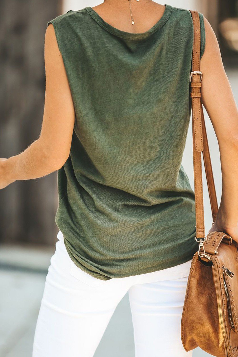 Sleeveless Round Neck Hollow Vest