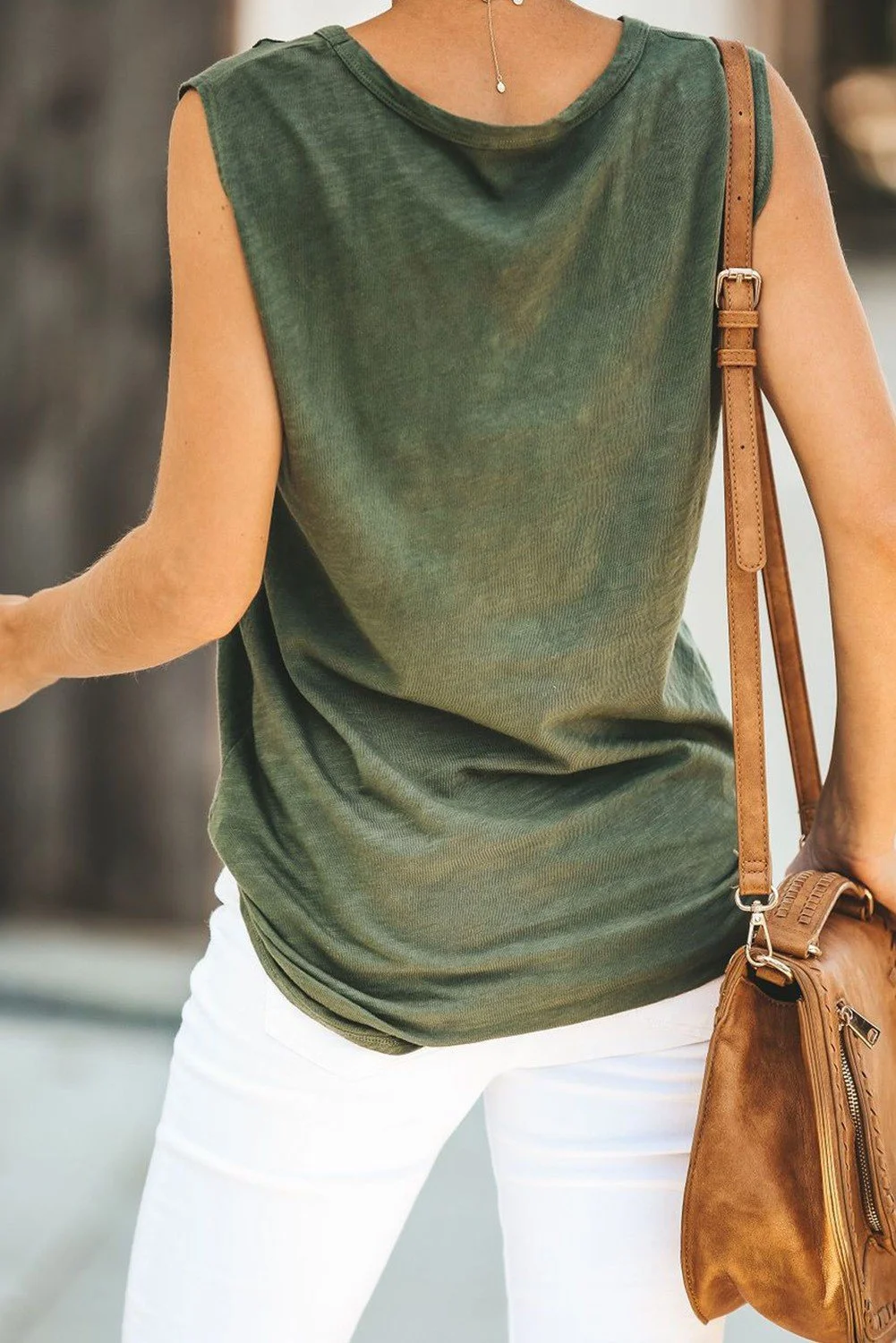 Sleeveless Round Neck Hollow Vest