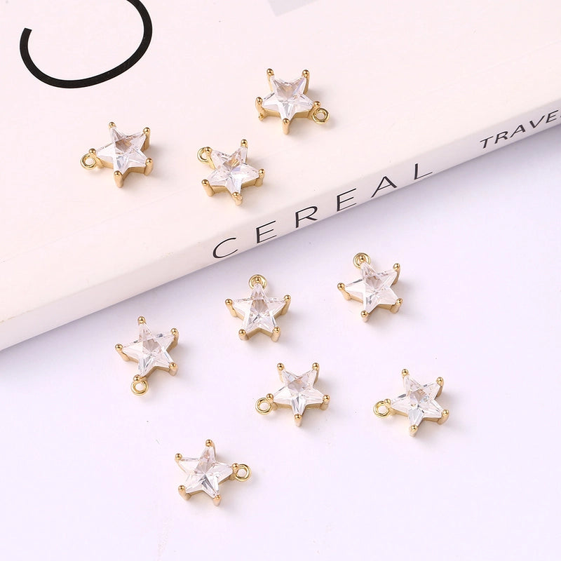 5 PCS/Package 15*25mm Metal Zircon Star Leaves Flower Jewelry Accessories Pendant