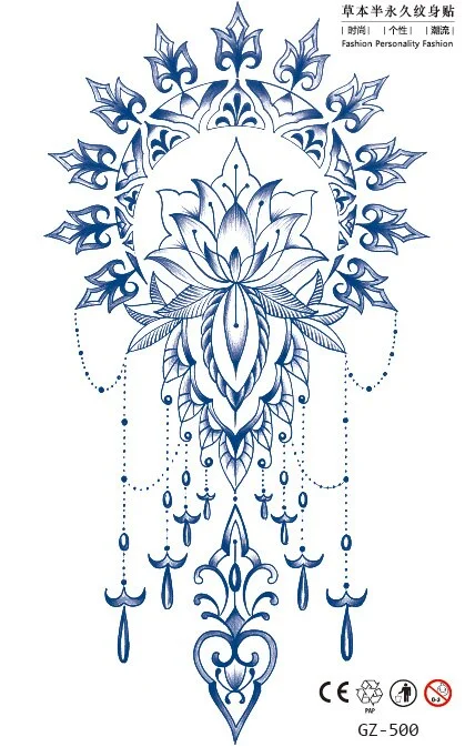 Temporary Waterproof Tattoos Stickers Creative Necklace Flower Juice Ink Lasting Girls Arm Neck Back Waist Buttocks Fake Tatoo