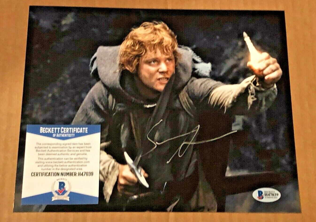 SEAN ASTIN SIGNED 8X10 LORD OF THE RINGS Photo Poster painting BECKETT CERTIFIED