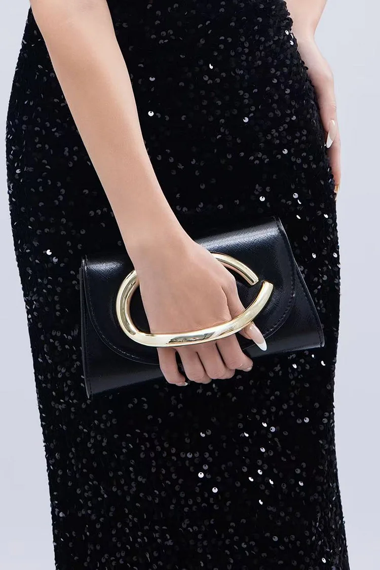 Classic Black PU Leather Magnetic Clasp Square Clutch Bag 2024 - Xpluswear