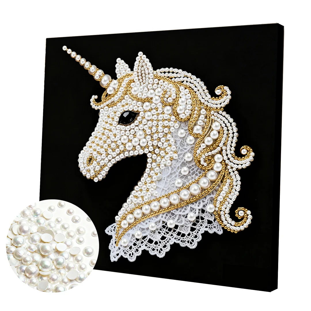Unicorn DIY Pearl Diamond Art Kit for Adults Home Decor 25x25cm With Frame