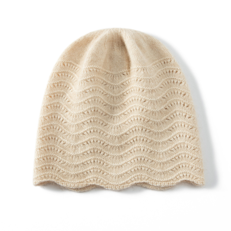 100% Cashmere Slouchy Beanie Water Ripple Style REAL SILK LIFE