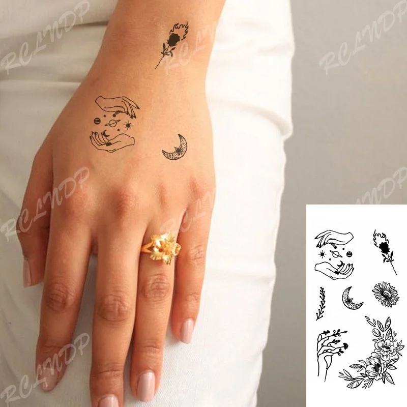 Waterproof Temporary Tattoo Sticker Compass Arrow Roman Clock Anchor Small Body Art Flash Tattoo Fake Tattoo for Women Men