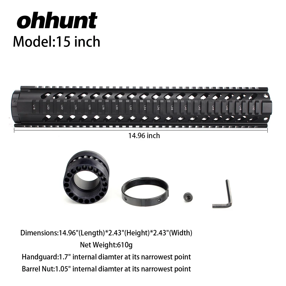 ohhunt ® Free Float Quad Rail Handguard AR15 / M4
