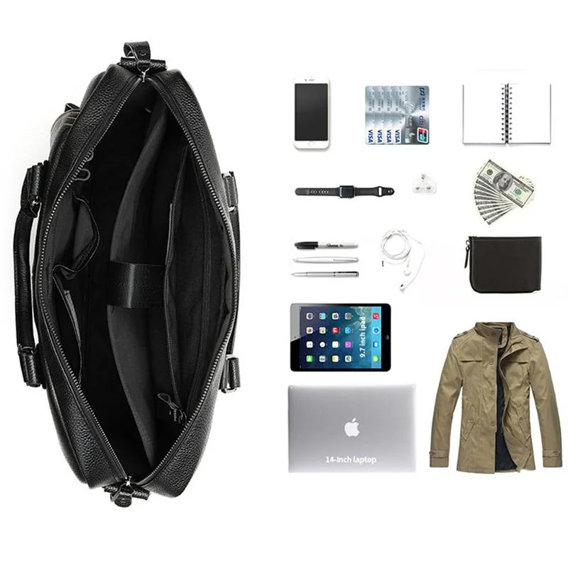 Simple Style Business Leather Vintage Durable Briefcase With Large Capacity