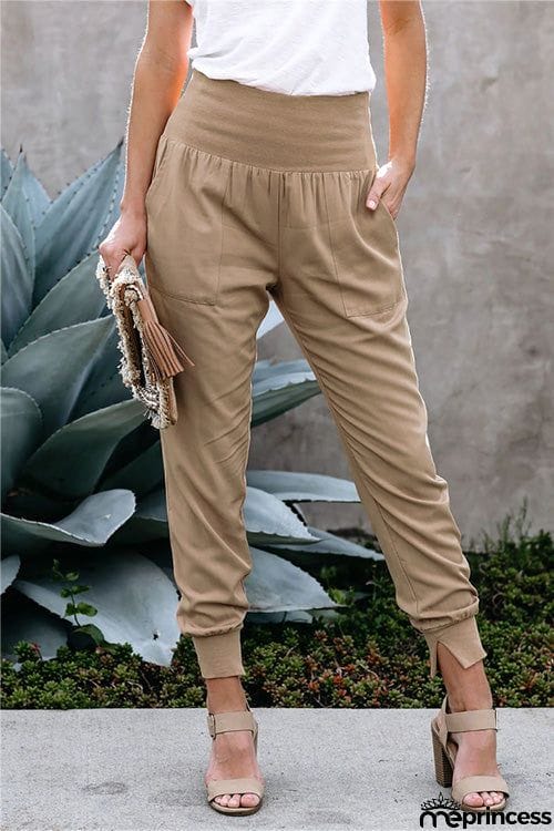 Casual High Waist Split Pants