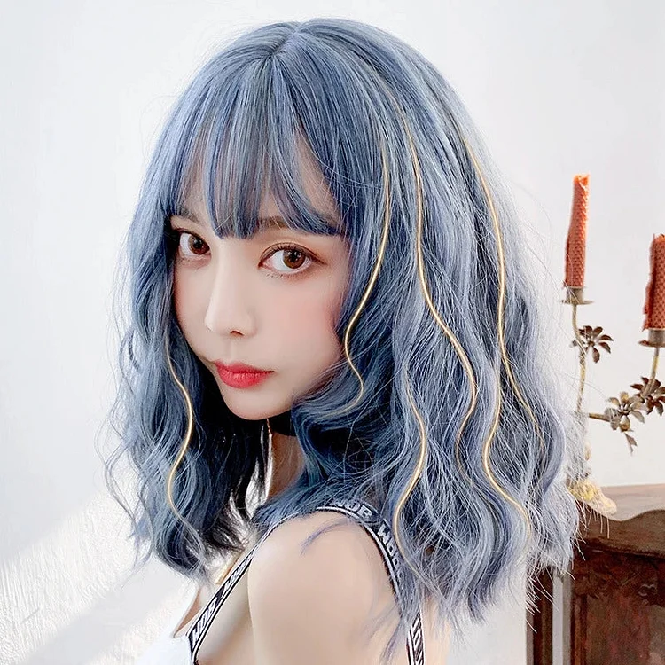 Japanese Wavy Blue Wig