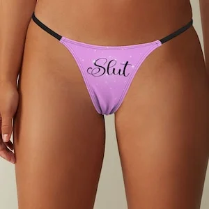 pornhint Pornhint Slut Thong, Slutty Lingerie Pink with Glitter and Sparkles, Women&Otilde;s Sexy Whore Panties, Hot Wife G-String