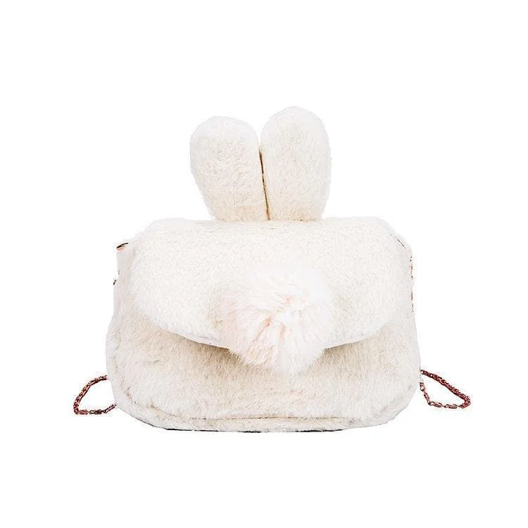 Final Stock! Pink/White/Grey Kawaii Plush Bunny Ear Shoulder Bag SP1812416