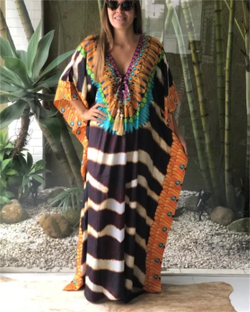 Kaftan Tribal Print Loose Maxi Dress