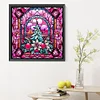 Diamond Painting -DIY Round Drill Stained Glass Pink Christmas