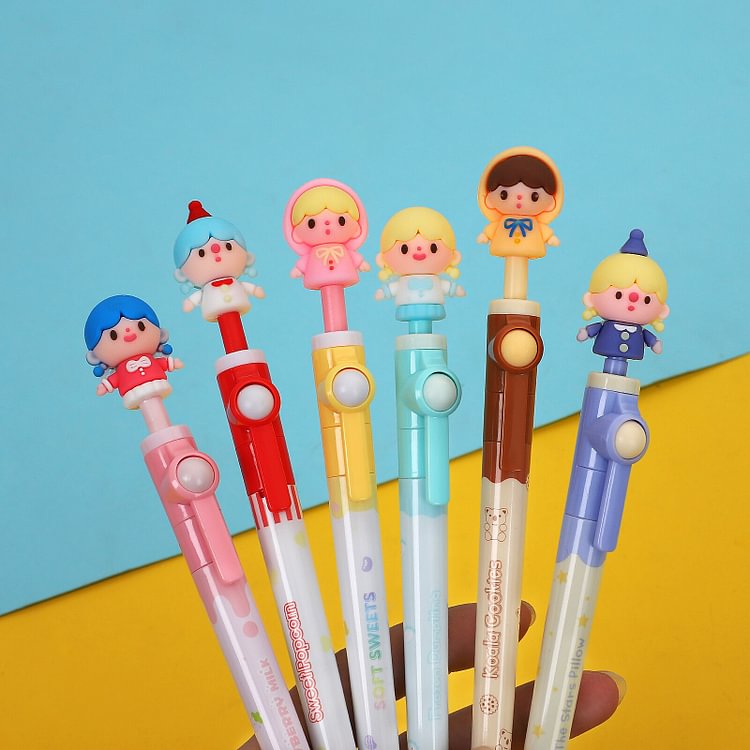 JOURNALSAY 1pcs Random Cute Rotating Gel Pen Student Journal Writing