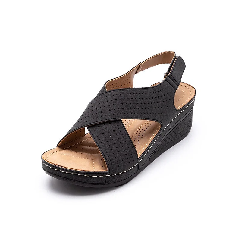 Women Wedges Female Casual Leather Sandal  Stunahome.com