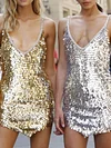 Shiny Sequinned Backless Mini Dress