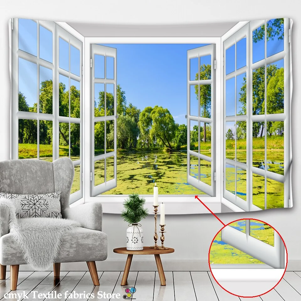 Forest Avenue Outside The Window Printed Tapestry Decorative Mandala Tapestry Indian Home Decor Big Hippie Wall Hanging Blanket