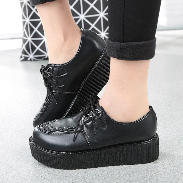 Creeper 2020 Women Flats Lace Up Platform Shoes Autumn Women Shoes Suede Ladies Shoes Plus Size 41 Female Shoes Free Shipping