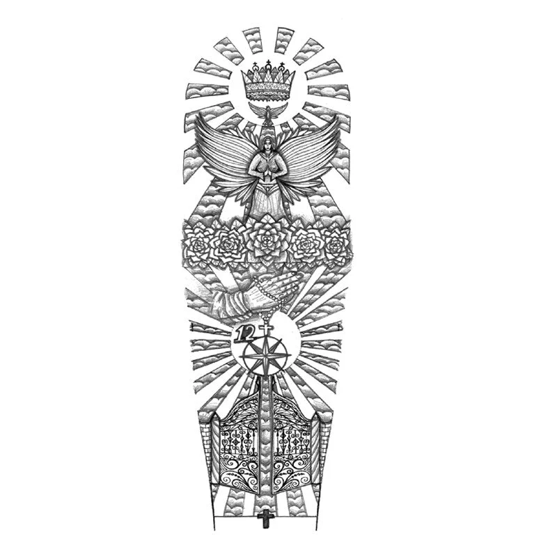 Sdrawing Tattoos Arm Sleeve Man Skeleton Hand Tiger Fish Fox Animal Stickers Supernatural Fake Tattoo Evil For Men Waterproof 1028-0