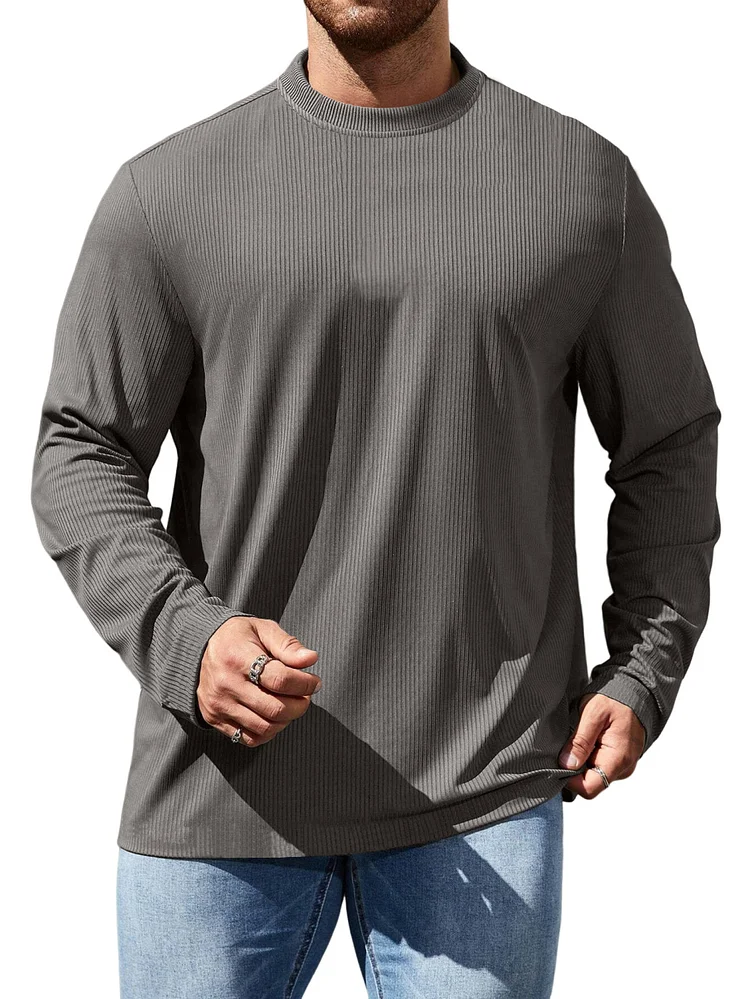Men's Casual Round Neck Striped Loose Large Size T-Shirt