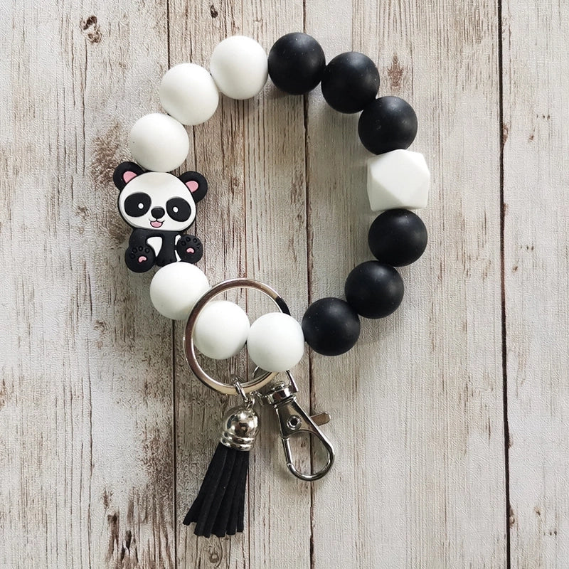 Classic Style Animal Alloy Wooden Beads Silica Gel Bag Pendant Bracelets Keychain