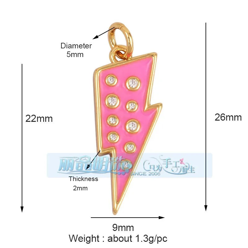 1 Piece 27*7.5mm 6*24mm Copper Lightning Pendant Jewelry Accessories