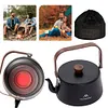1.1L Teapot Coffee Pot with Wood Handle Aluminum Alloy Tourist Cookware Supplies