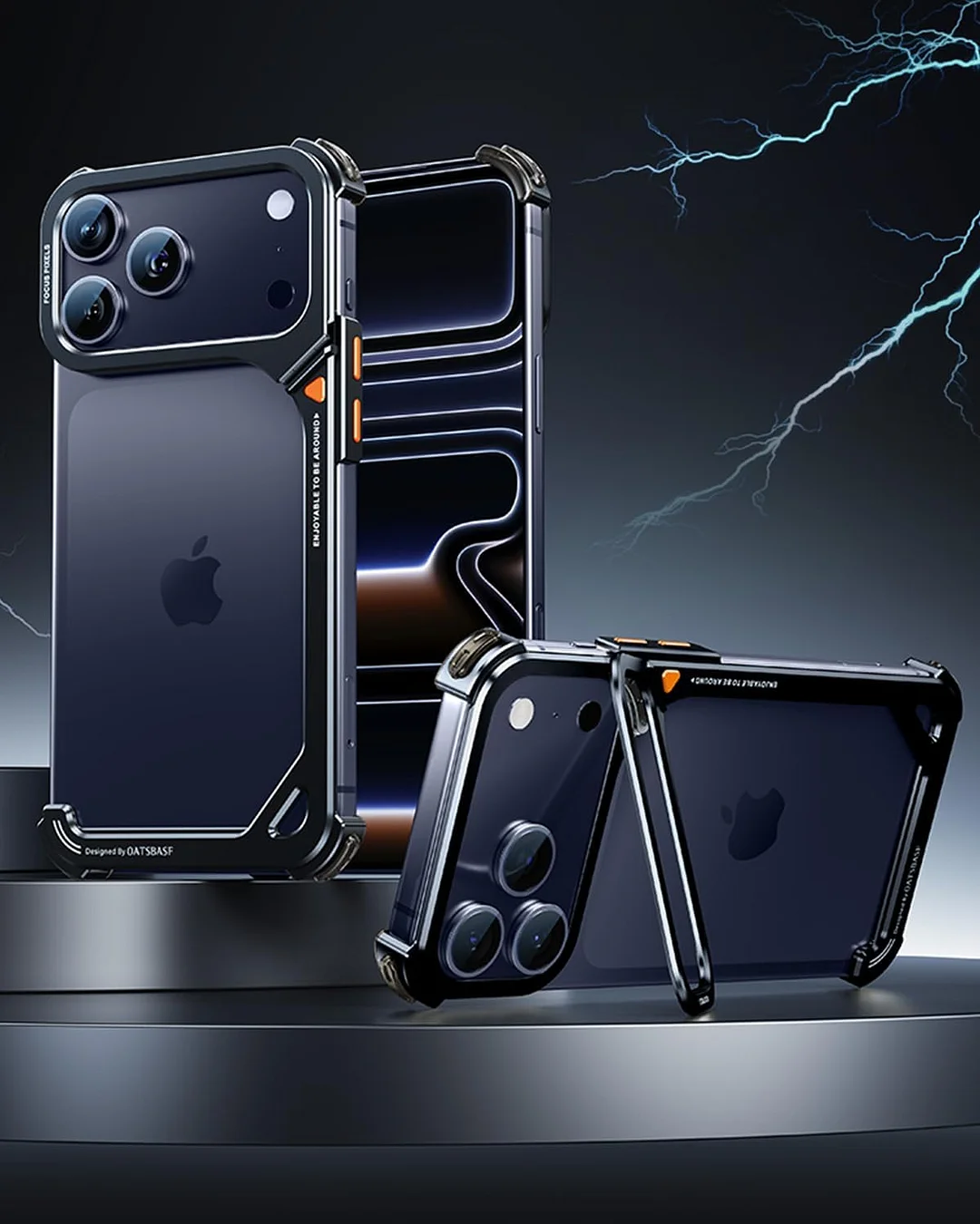 Compatible with iPhone 17 Pro Max metal protective case, aluminum frame, slim backless design, MagSafe compatible, shockproof protection, minimalist frameless phone case, natural titanium