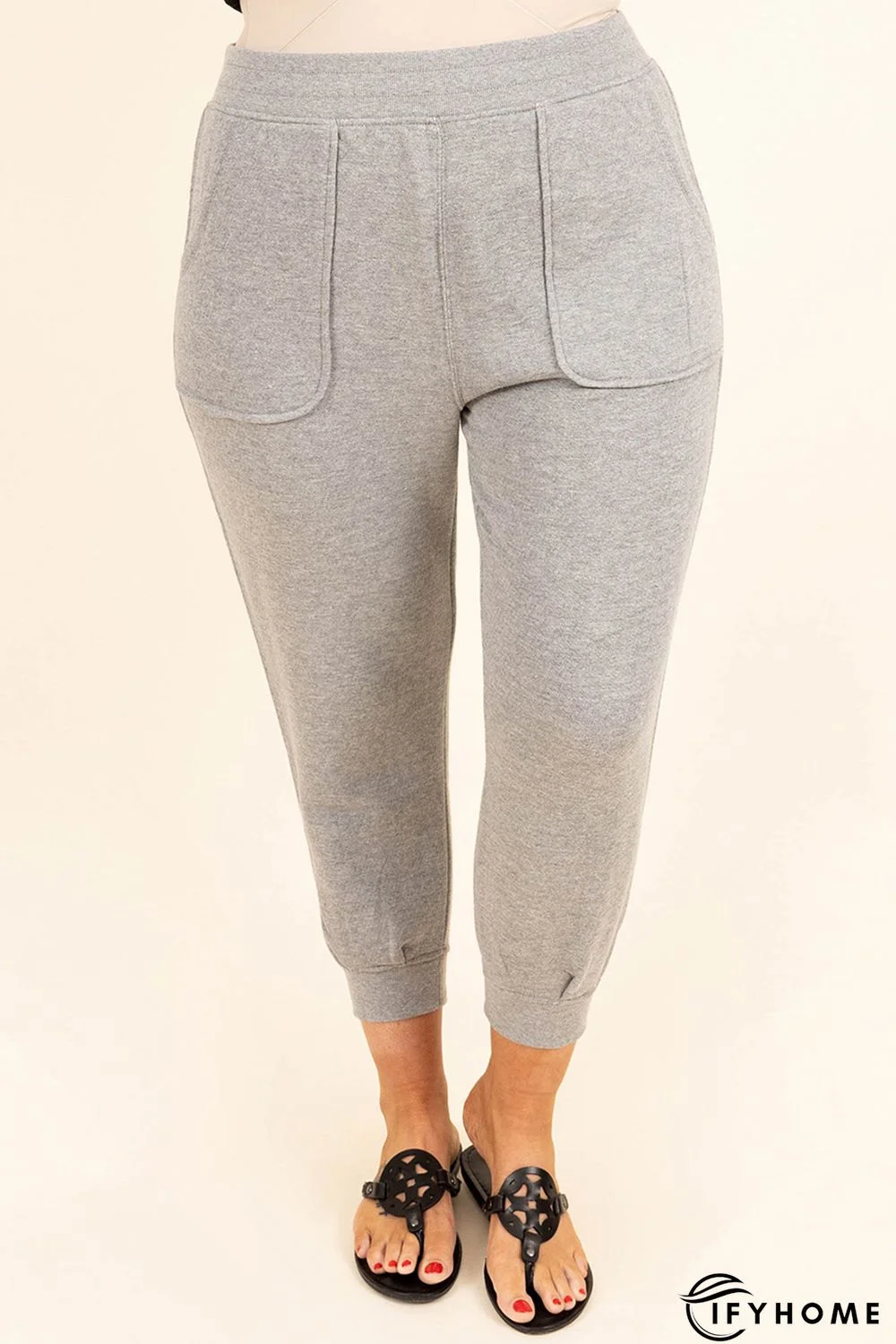 Gray High Waist Pocket Plus Size Skinny Pants | IFYHOME