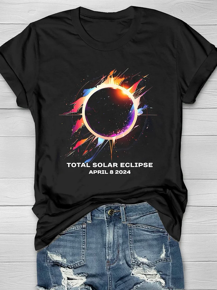 Path of Totality Total Solar Eclipse Casual Print T-shirt