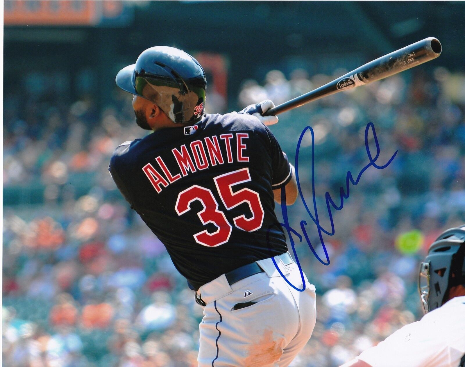 ABRAHAM ALMONTE CLEVELAND INDIANS ACTION SIGNED 8x10