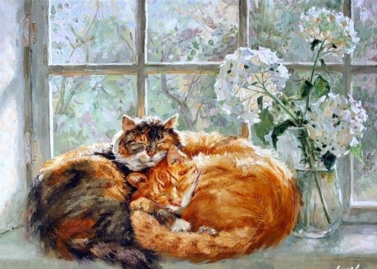 

Sleeping Cats in Window – Paint By Numbers - 40*50CM, 501 Original