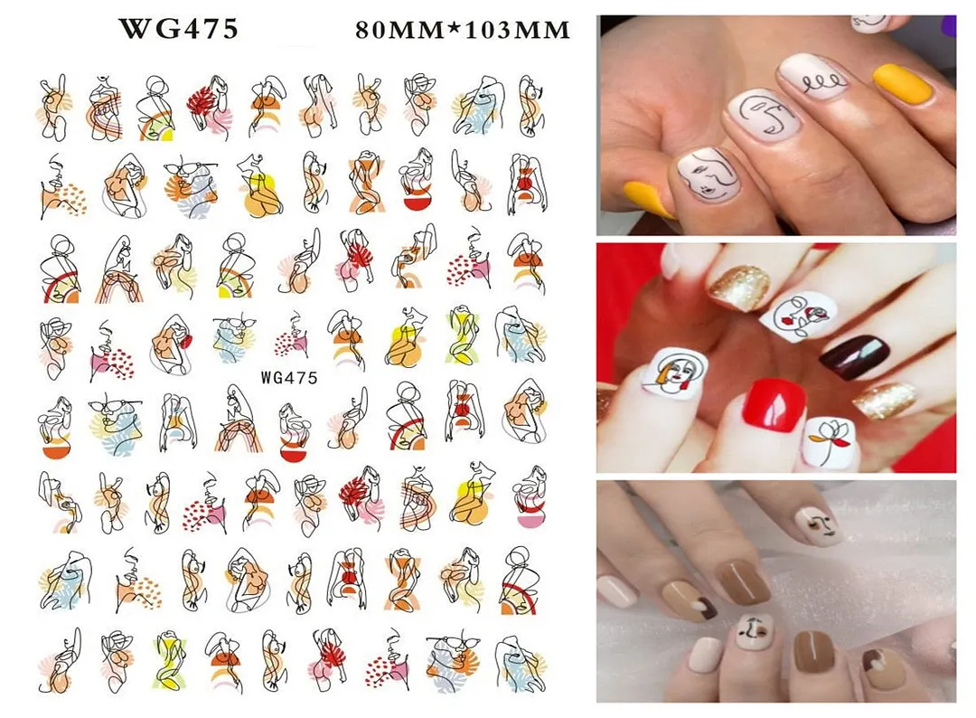 1pcs Leaf With Lines Nails Sticker Designer Fruit Nail Art 3D Decals Acrylic Designs Self Adhesive Manicure Slider Accesorioss-Nail Inspo