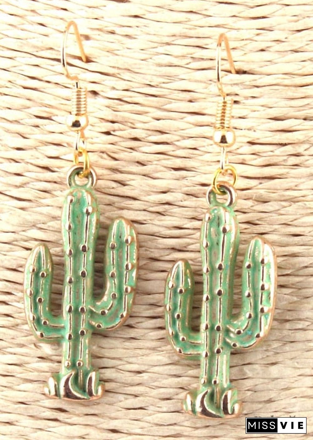 Boho Earrings, RH Dangle Earrings, Green Cactus