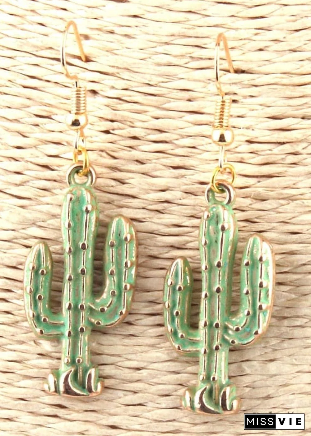 Boho Earrings, RH Dangle Earrings, Green Cactus