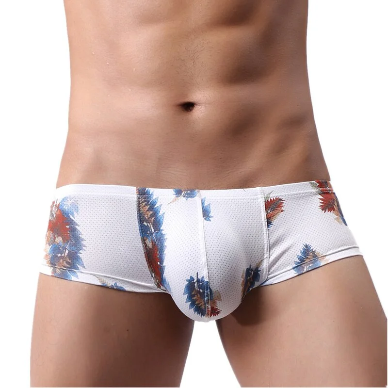 Aonga Boxer Mens Underwear Men Low Waist Print Boxers Panties Breathable Boxershorts Men U Pouch Bikini Shorts  Underwear