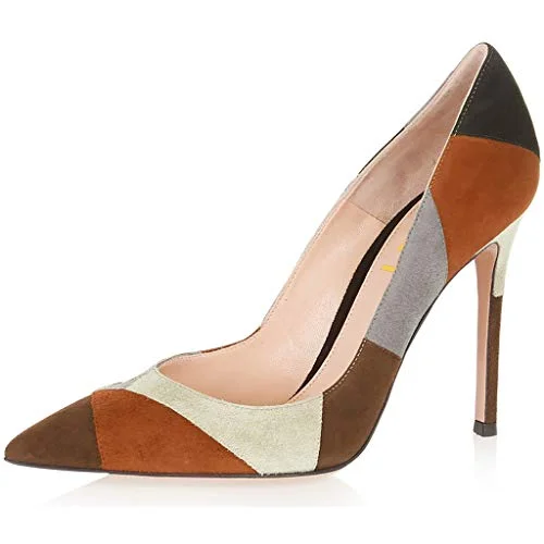 Women's Multicolor Stiletto Heels Pumps Slip on Office Shoes |FSJ Shoes