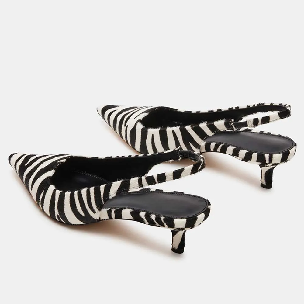ZEBRA-PRINTED POINTED TOE PUMPS WITH ANKLE STRAP main image 0