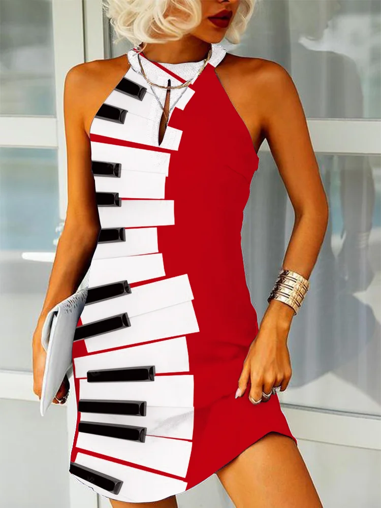 Piano Key Art Slim Fit Mini Dress