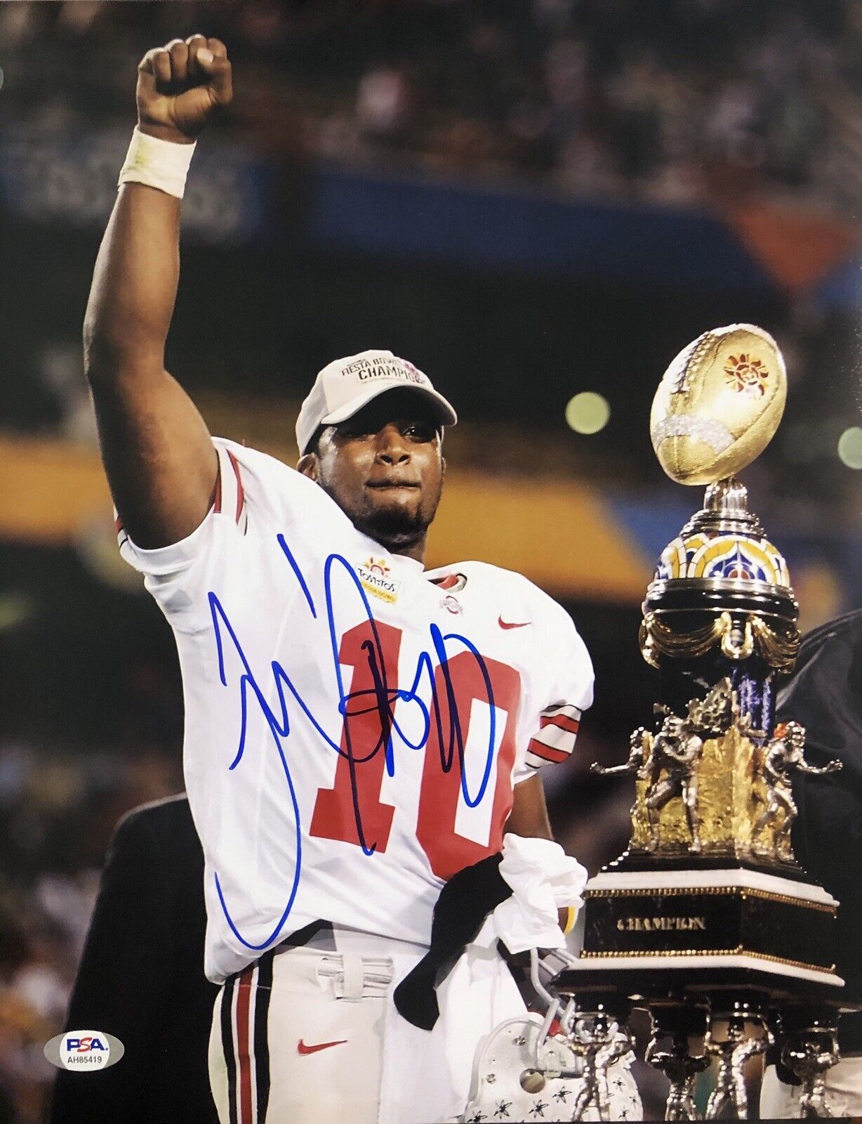 Troy Smith Signed Autographed Ohio State Buckeyes 11x14 Photo Poster painting Heisman Psa/Dna