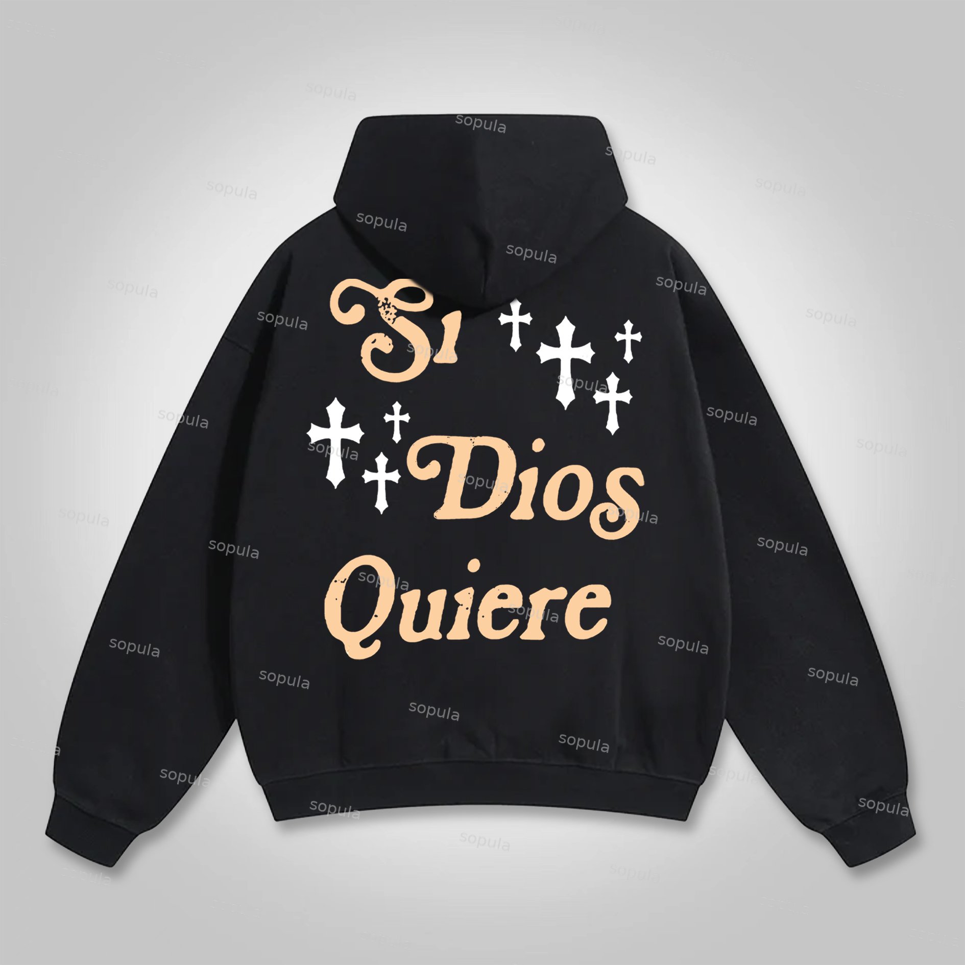 Sopula Si Dios Quiere Graphic Spanish Pocket Hoodie